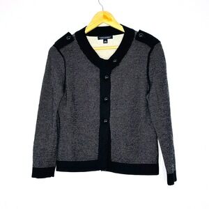 Vintage Y2K Banana Republic Extra Fine Merino Wool‎ Cardigan Sweater Black Small